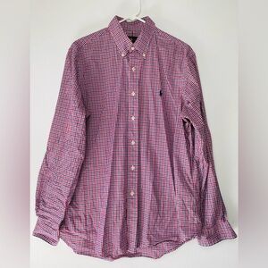Ralph Lauren Button Down Shirt Men's Gingham Plaid 100% Cotton Preppy  Large